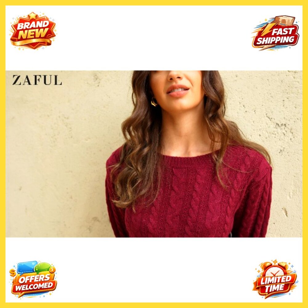 Crew Neck Cable Knit Pullover Cropped Sweater Sli… - image 7